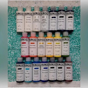 🖌 Lot of 20 🖌 GOLDEN FLUID ACRYLIC PAINT BOTTLES 4oz No Duplicates BRAND NEW